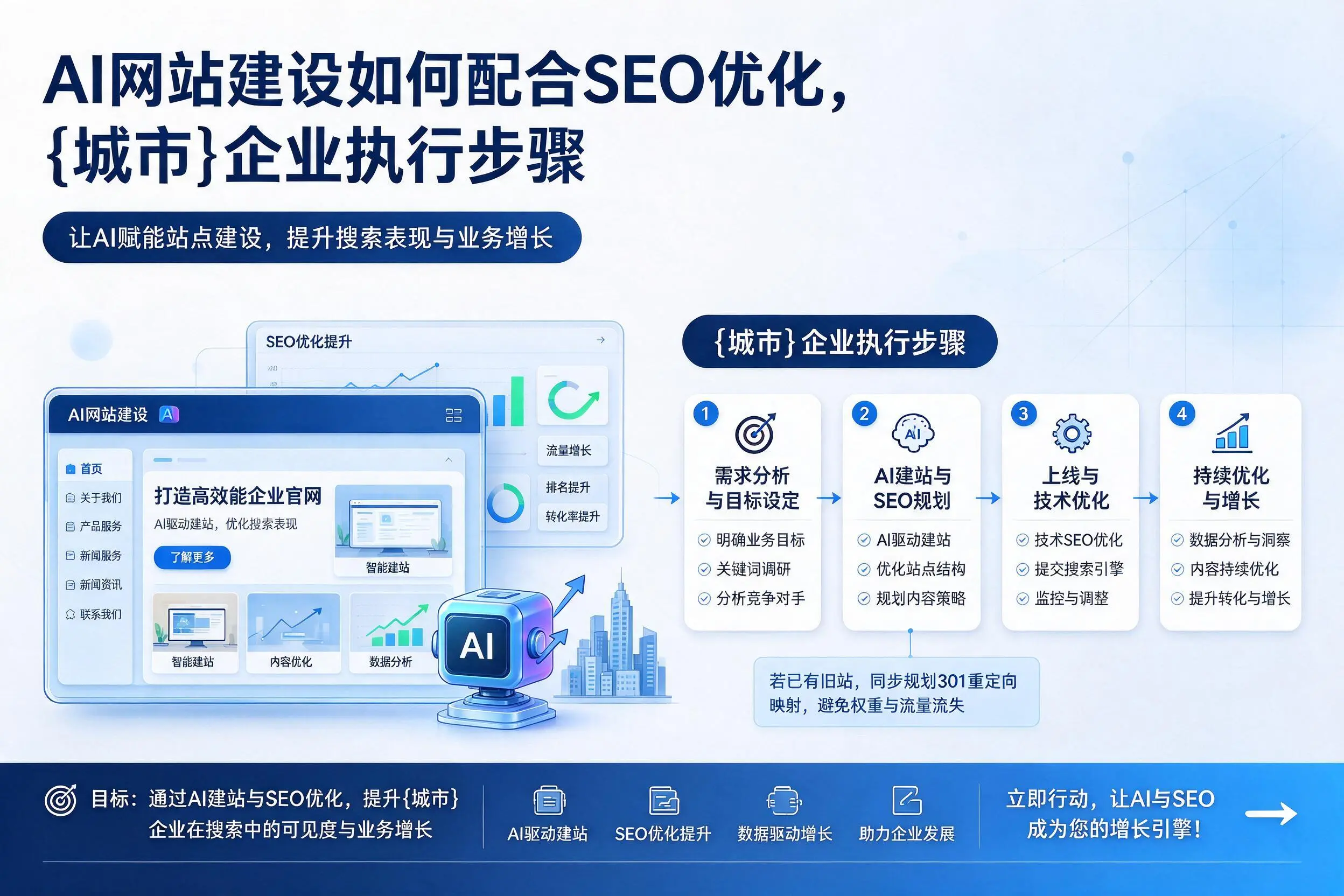 AI网站建设如何配合SEO优化,内江企业执行步骤